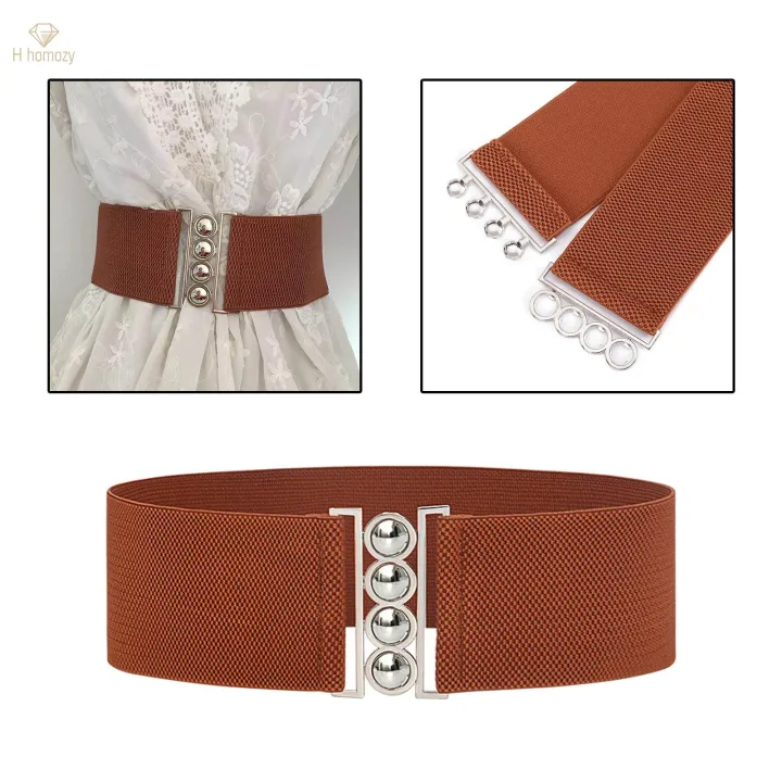 Wide%20Elastic%20Belt%20Elegant%20Dress%20Belt%20for%20Women%20Ladies%20Dress%20Accessories%20Brown%20-%20Image%206