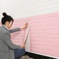 3D Foam Brick Wall Sticker - Waterproof, Soft, DIY Self-Adhesive, 27x30 Inches. 