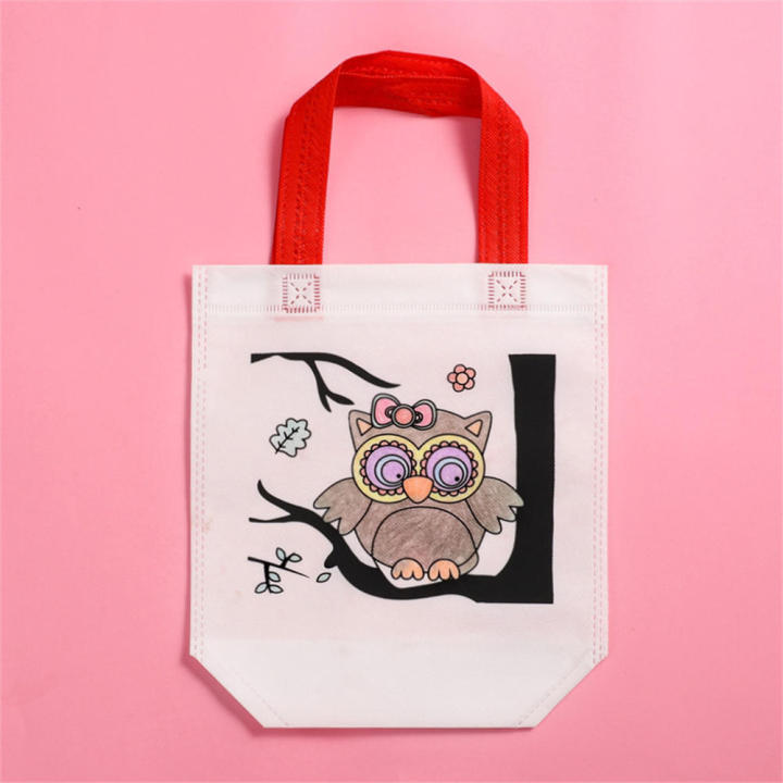 DIY Graffiti Bag Carnival Art Party Goodie Bags for Kids Eco Reusable Mini Non-woven Shopping Bag Parent-child Hand-painted Handbag