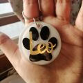 Cat tag-  pet animal collar tag- with custom name- size 2 inches- resin art- with custom text. 