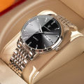 Simple and Elegant Men Business Watch Waterproof Stainless Steel Quartz Watches Calendar Display Thin Strap Wristwatch. 