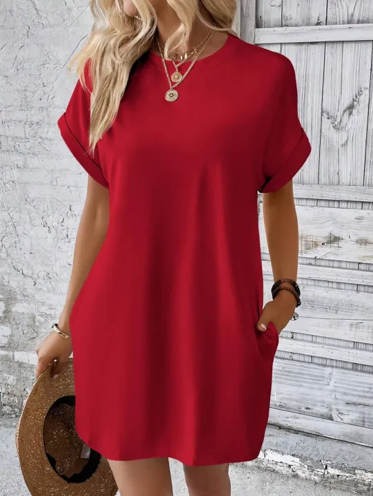 LOOSE%20FIT%20SOLID%20COLOR%20ROUND%20NECK%20BATWING%20SLEEVE%20DRESS%20-%20Image%204