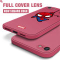 Luxury Original Liquid Silicone Case for iPhone SE 2020 Marvel Spider Man Soft Case Square Phone Back Cover Protective Bumper. 