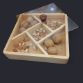 Pure Wood Dry Fruit Tray with Acrylic Glass Lid and Wooden  Handle Serving Tray  for Snacks. 