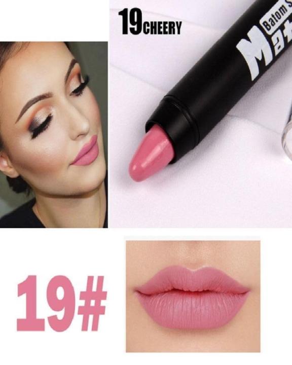 Cherry Pink Matte Crayon Lipstick - #19