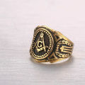 2019 Hot Vintage 316L Stainless Steel Men Ring Gold Free Mason Freemasonry Masonic Male Retro Punk Black Brand Ring Jewelry. 