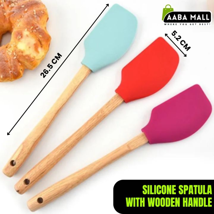 Silicone Spatula With Wooden Handle Heat Resistant Spatulas Non-stick ...