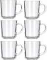 6 Pcs Transparent Plain Tea Cups Coffee Glass Mugs 220ml. 