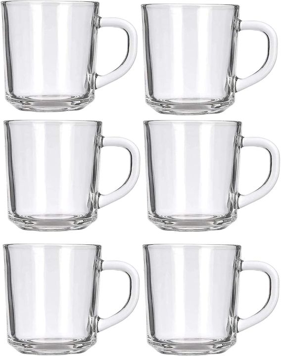 6 Pcs Transparent Plain Tea Cups Coffee Glass Mugs 220ml