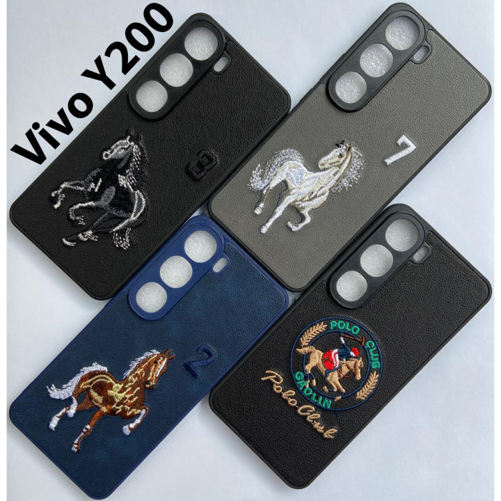 Vivo Y200 – Polo Embroidered Faux Leather Rexine Back Cover | Stylish ...
