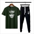 Black Live like a king printed summer gymwear trackuit trouser & t-shirt for men and boys. 