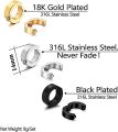 Non-Piercing Clip Earrings Black/Silver/Gold Color Ear Cuff  Stainless Steel Stud Earrings. 
