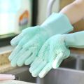 Reusable Silicone Cleaning Gloves with Scrubber – Heat Resistant Magic Washing Gloves Pair for Kitchen, Dishwashing, Car & Household Cleaning. 