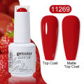 ArteClavo Cherry Red Color Gel Nail Polish Semi Permanent Gel Varnishes For Christmas Nail Art Design Glass Bottle Top Colorcard. 