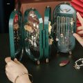 New Fashion 4 Layer Foldable Jewellery Organizer 4 Doors Jewelry Display Rack Storage Hanging Necklace Earrings Box Vanity Hanger Stand 23.5 x 11.5 x 6.5 cm. 