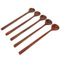 10 Pieces Korean Style 10.9 inches 100% Natural Wood Long Handle Round Spoons (Korean Style Soup Spoon). 
