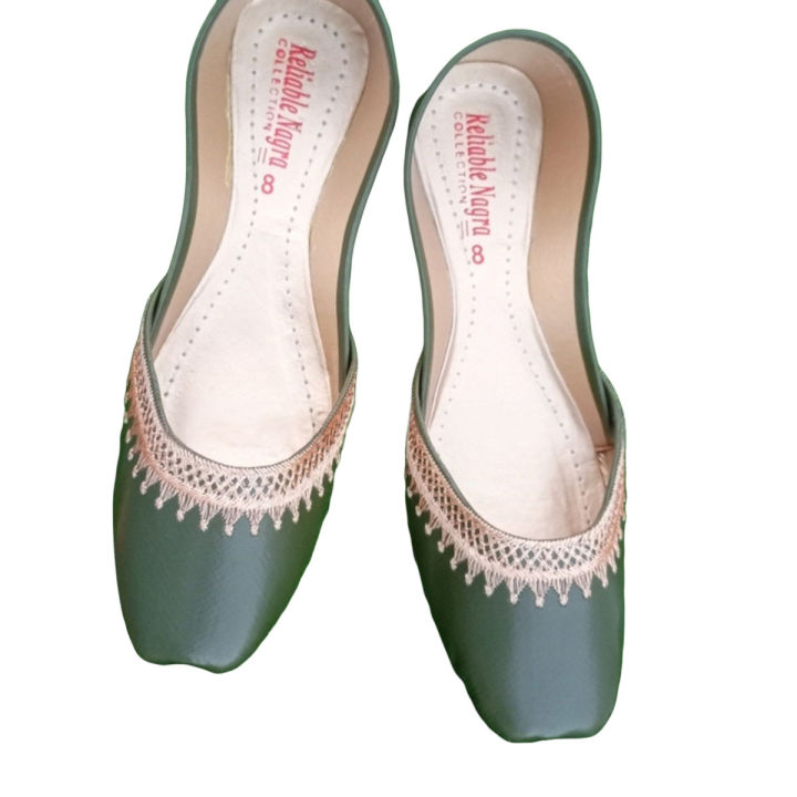 Green Plain Zari Khussa For Women RP-16