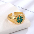 Classic jewelry 18k gold plated brass enamel signet ring women. 
