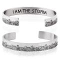 Inspirational I Am The Storm Bracelets for Women Mom Personalized Gift for Her Engraved Mantra Cuff Bangle Birthday Jewelry. 