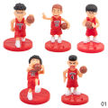 5Pcs/Set Slamdunk Figures Ornaments Cake Topper Birthday Party Decoration Basketball Players Ornaments with Base Cake Decor. 