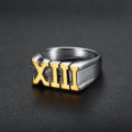 Fashion Jewelry Rings Finger Band Roman Numeral XIII Lucky 13 Stainless Steel Ring for Men Boys Birthday Gift Size 7-15. 