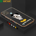 UCUC for Realme C21 Back Cover + Free Lanyard Hoodie Mouse Luxury 6D Plating Case Side Pattern Soft Silicone Square Mobile Phone Cases. 