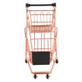 2X Mini Double Layers Shopping Cart Model Wrought Iron Supermarket Trolley Metal Rose Gold Storage Basket Rose Gold. 