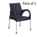 Boss Chair BP-682 STEEL PLASTIC RATTAN CHAIR WITH ARMS (Pack Of 2). 