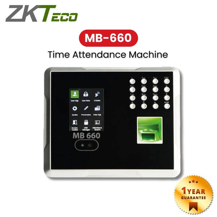 ZKTeco Retina & Biometric Time Attendance Machine, Face Scan, Thumb Impression Device with Battery Backup (MB-660)