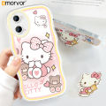 AMORVOR for OPPO A76 / A36 Back Cover (With Free Holder) Cartoon Cat Soft Wavy Phone Case Camera Protection Transparent TPU Soft Cover. 
