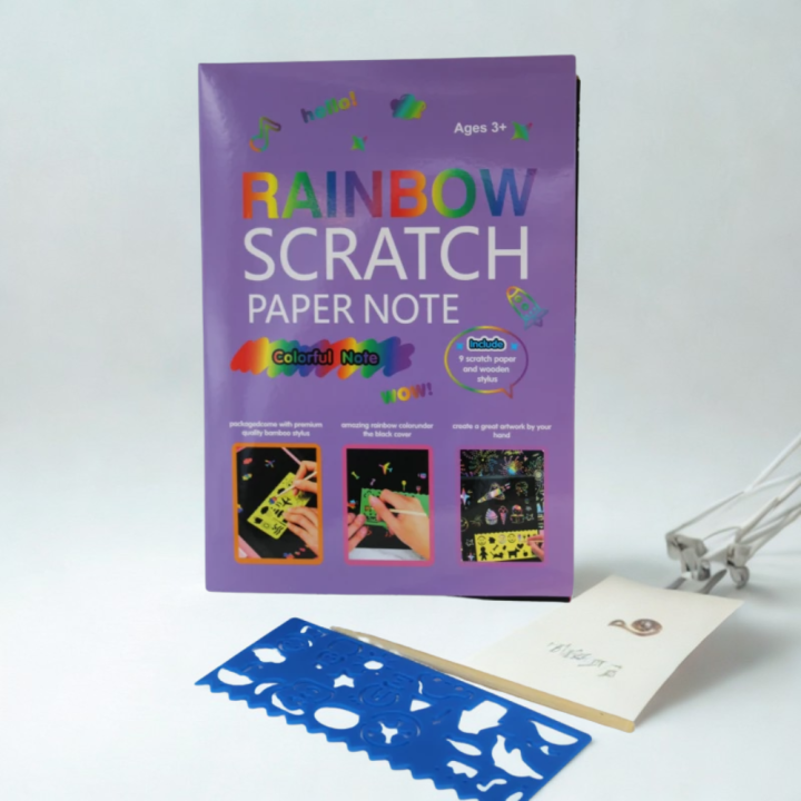 Rainbow Scratch Paper Note Art Pack for Kids – Creative Pad with Bamboo ...