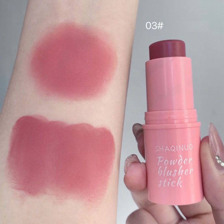 【2024】 Smoky Rose Blusher Stick Cream Smooth Cheek Tint Monochrome Nude Blush Natural Matte Pink Apricot Face Rouge Contour Makeup