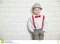 Red Broad Strip Suspenders Gallus with Bow Tie For kids fashion. 
