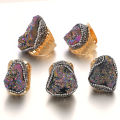 Natural Crystal Cluster Ring Stone Crystal Handmade Ornament Diamond Colorful Natural Stone Rings for Women Men. 