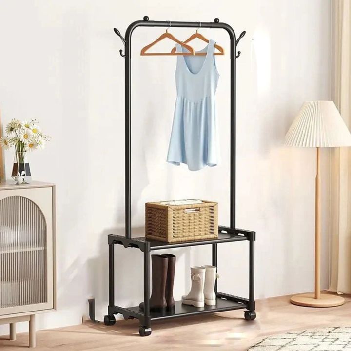 Metal Coat Stand With Shoe Rack, Clothes Rack Hanging Rail With 2/3 ...