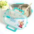 Frozen Character Stainless Steel Lunch Box For Students 2-Grid Lunchbox with Spoon. 