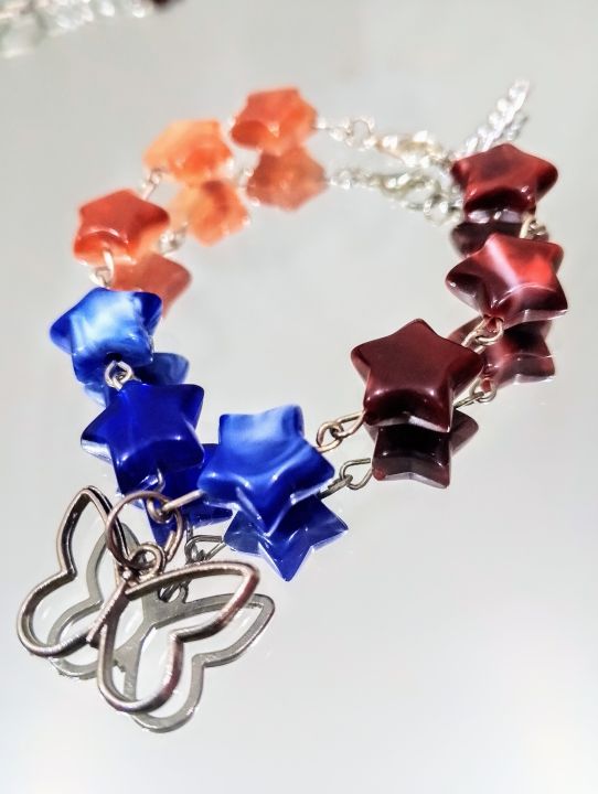 Bracelets of Chains, Butterfly Charm,  Star Beads | Elegant Bracelet With Extension | Unique Fashion Accessories | Beautiful and Lightweight Jewelry