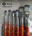 Pack Of 6 - Long Handle Brush Set - Flat - Brown. 