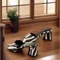 GoodWill Women Fashion Triangle High Heels With Platform Sandal, Party Wear Heels Weeding Wear Heels, Bridal Heels Black and White. 