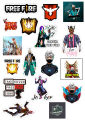 sticker Pack Freefire Game laptop mobile water bottles guitar fridge. 