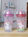 Unicorn Transparent Sipper/Water Bottle/Mason Jar/Tumbler with Straw for Kids Glitter Sipper with Toy Creative Double Layer Drinking Water Bottle Tumbler, Portable Juice Coffee Milk Cup. 