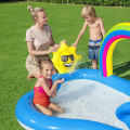 Bestway 53092 Water Slide Play Center Kids Inflatable Rainbow N Shine Pool Paly_center Amusement Park Equipment Perfect For Kids Detachable Slide With A Cushioned Landing Area  Built-in Water_ Sprayer Adds A Splash Of Fun To Played Time Release Pool_Water. 