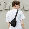small size mini chest bag cross body bag sling bag mobile cell phone bag for boys men 2022 new Korean style simple casual fashion nylon Fabric waterproof black. 