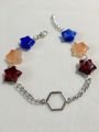 Bracelets of Chains, hexagon Charm, Star Beads | Elegant Bracelet With Extension | Unique Fashion Accessories | Beautiful and Lightweight Jewelry. 