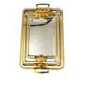 Serving Tray Golden And Silver Three Piece Set. 