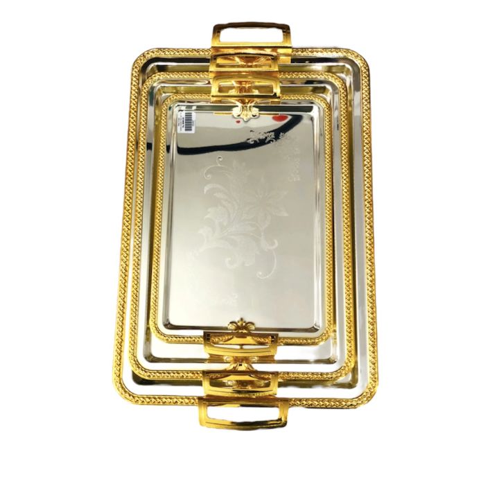 Serving%20Tray%20Golden%20And%20Silver%20Three%20Piece%20Set%20-%20Image%202