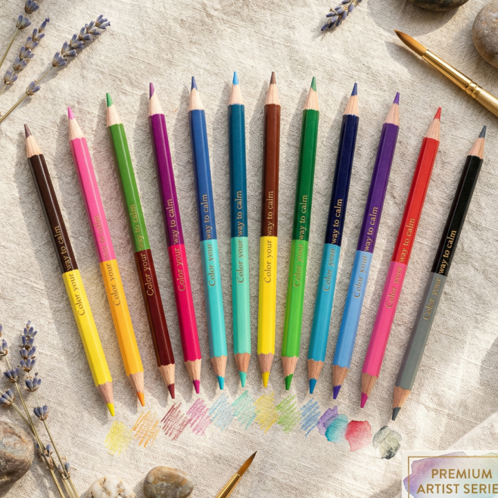 12 PCS|Pac of 12 Bicolor, 24 colors 2 in 1 | 24 Double Sided Pencil Colors | Multicolor Premium Quality | Artistic Colors for Kids | Ideal for coloring, drawing, and sketching | IMPORTED Includes Silver & Gold- Colour- Stationery