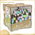 Enigma- Infinity Mirror Effect Lamp Handmade Tulips Cube Mirror Lamp Soft Glow Night Light for Romantic Desktop Decoration Easy to Install Diy Flower Lamp Tulip Cloud Lamp. 