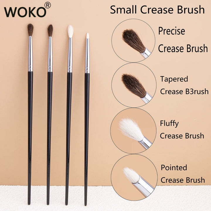 Small Crease Brush Fluffy Goat Hair / Horse Hair Precise Tapered Crease Makeup Tool Mini Pointed Eyeshadow Blending Makeup Brush