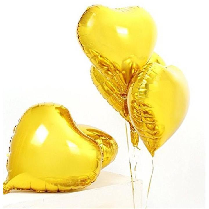 5 Pieces Large Golden Heart Foil Balloons 18 Inches Size